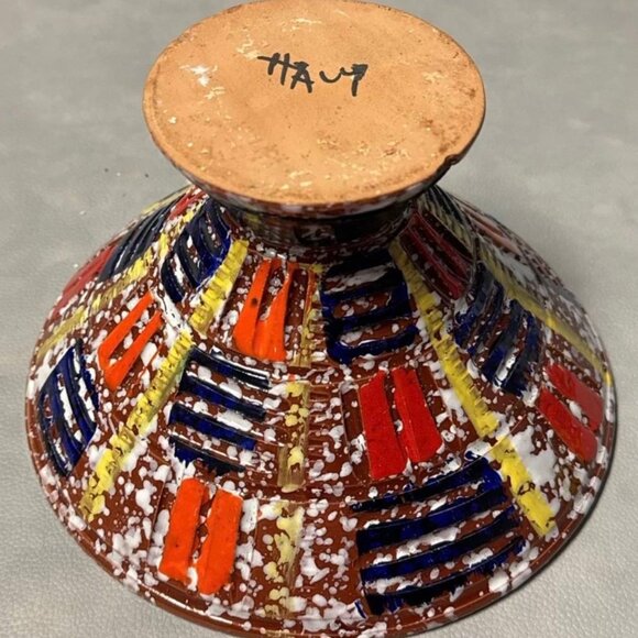 MCM Italian RAYMOR Signed Abstract Footed Pottery Bowl - Picture 5 of 7